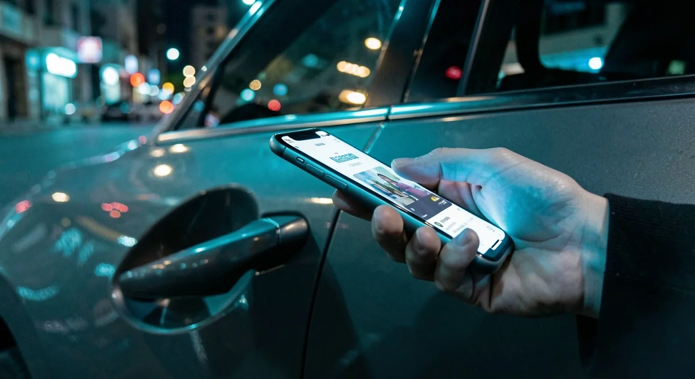 Interioro de auto moderno con luz ambiental cian